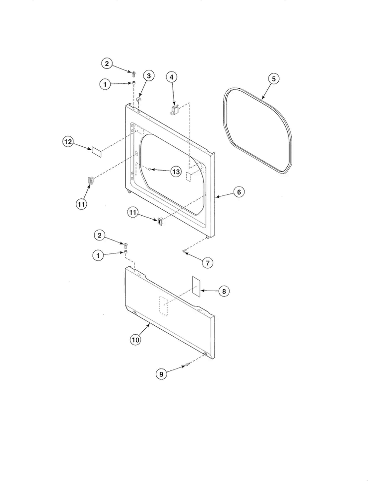 Access Panel/front Panel/seal Diagram and Parts List for EE2107WT  Speed Queen Dryer