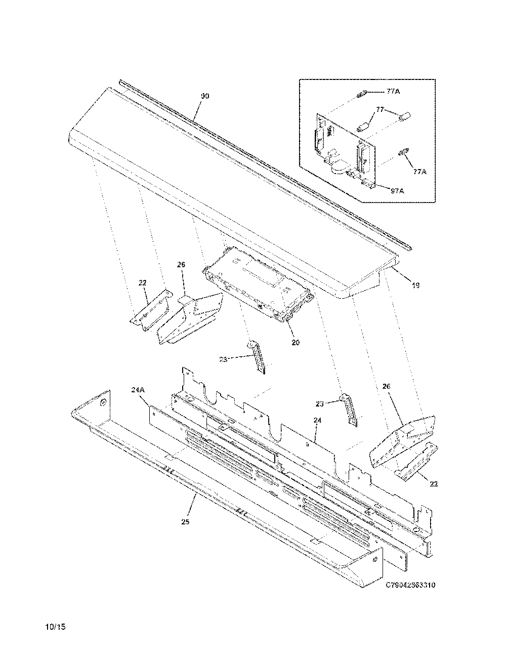 Backguard Diagram and Parts List for 79042563314  Kenmore Range