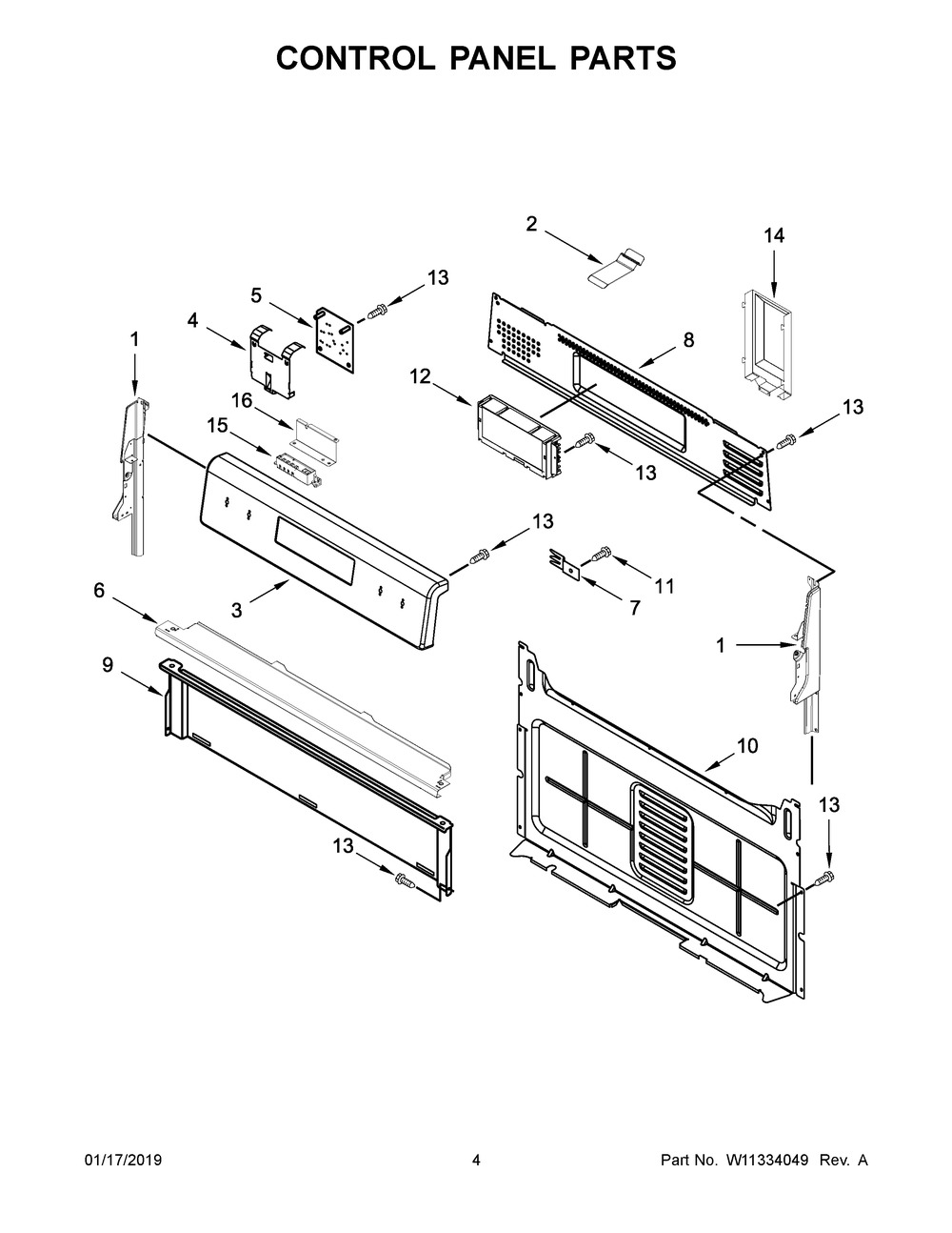 Control Panel Parts Diagram and Parts List for MGR8800HK0  Maytag Range