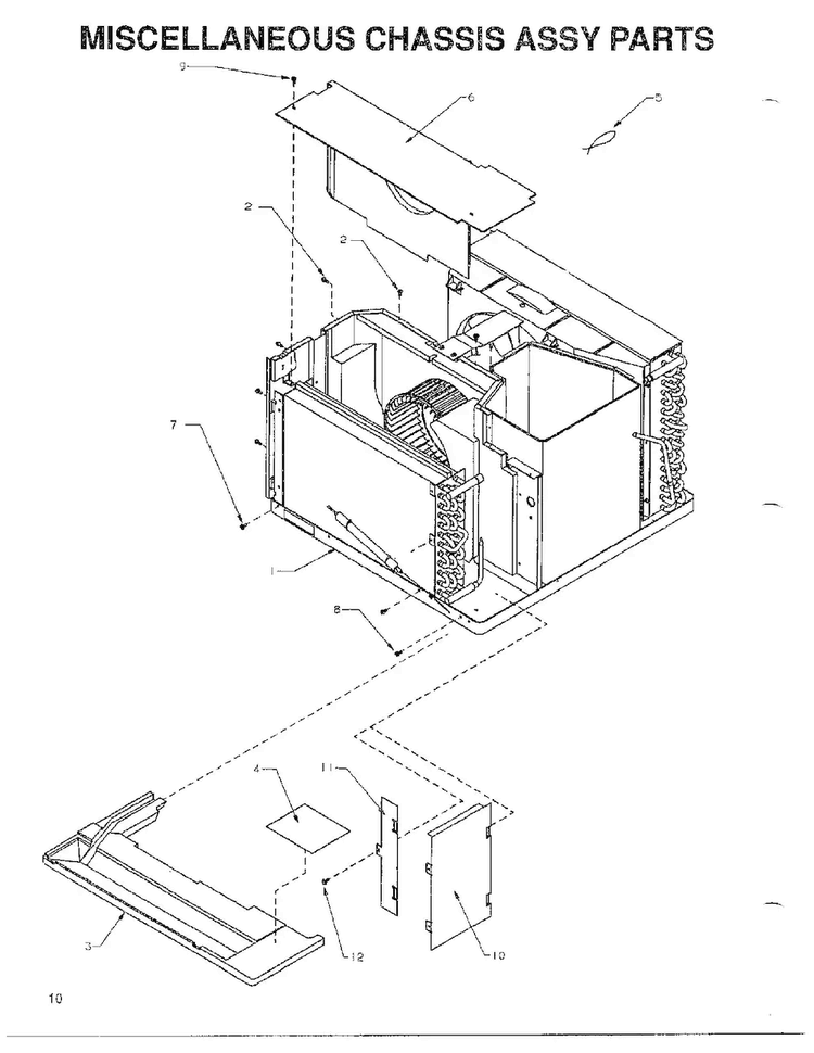 Misc Chassis Assy Parts Diagram and Parts List for 5792  Amana Air Conditioner