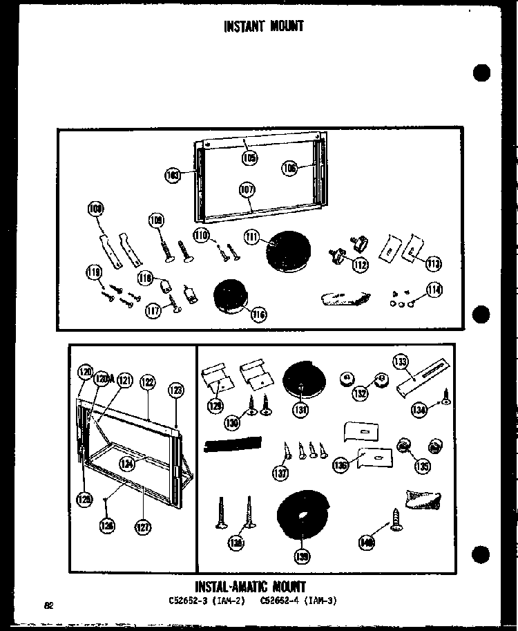 Instant Mount Diagram and Parts List for 109-2GM P54336-38R Amana Air Conditioner
