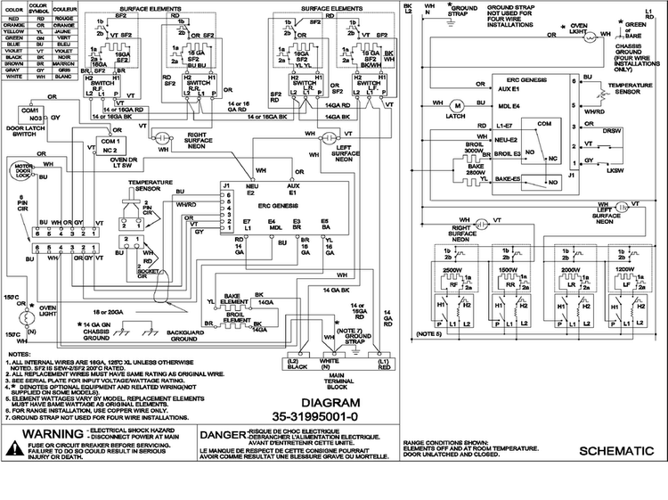Wiring Information Diagram and Parts List for DCF4205AW-PDCF4205  Amana Range
