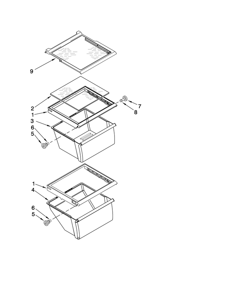 Refrigerator Shelf Parts Diagram and Parts List for MSD2272VEB00  Maytag Refrigerator