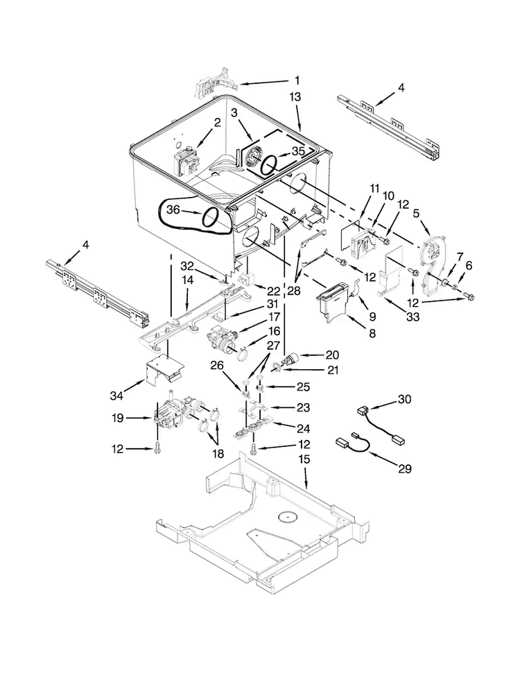 Tub Parts Diagram and Parts List for MDD8000AWS2  Maytag Dishwasher