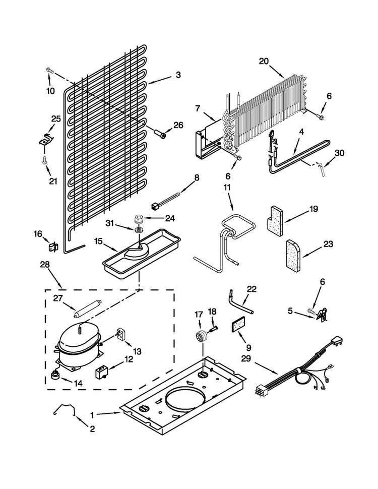 Unit Parts Diagram and Parts List for A8TCNWFAB02  Amana Refrigerator