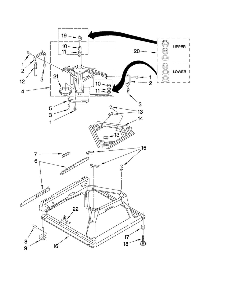Machine Base Parts Diagram and Parts List for ATW4475XQ0  Admiral Washer