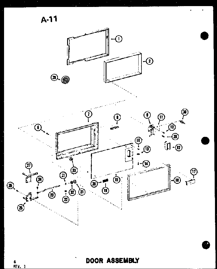 Door Assembly Diagram and Parts List for RC-14T P73824-6M Amana Microwave