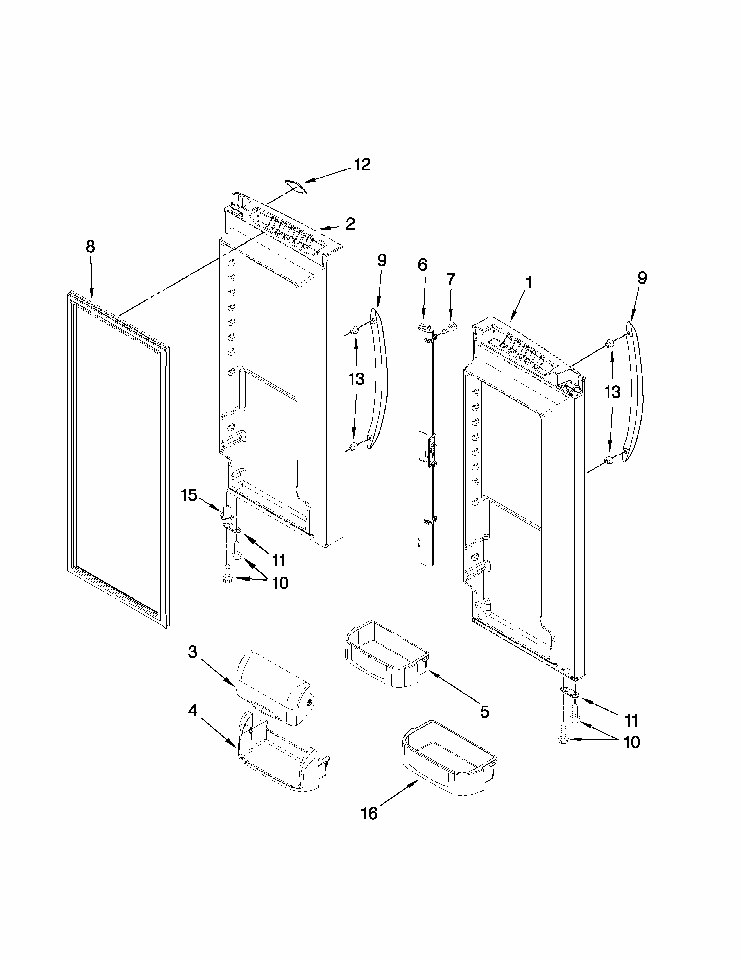 Refrigerator Door Parts Diagram and Parts List for G32026PELB3  Maytag Refrigerator