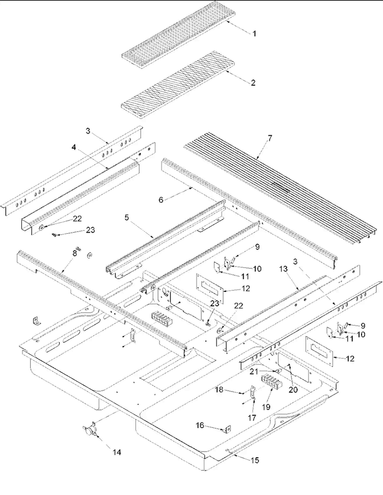 Main Top Assembly Diagram and Parts List for ARDS802E-P1131947NE  Amana Range