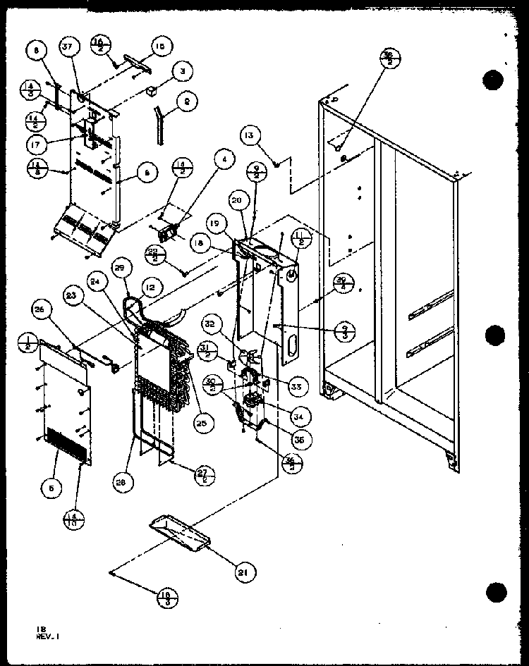 Fz Evap And Air Handling Diagram and Parts List for 36538-P1121904WL  Amana Refrigerator
