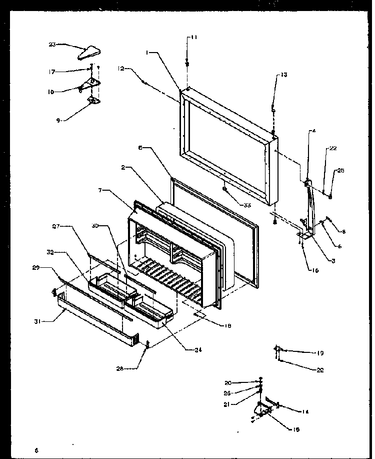 Freezer Door Diagram and Parts List for TG18R2L-P1158305WL  Amana Refrigerator
