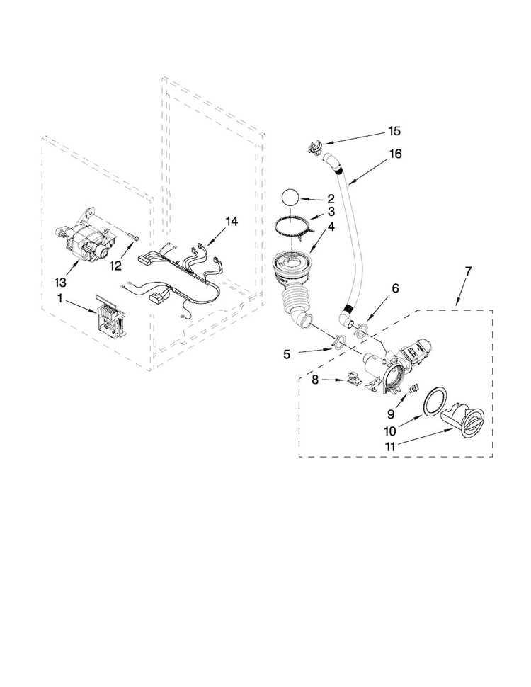 Pump And Motor Parts Diagram and Parts List for MHWE950WJ02  Maytag Washer