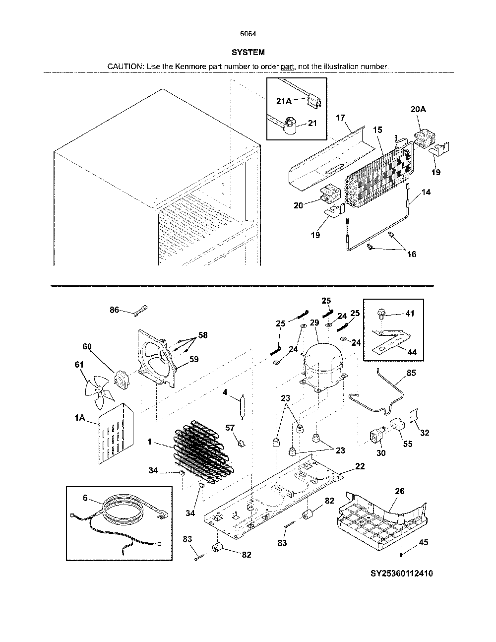 System Diagram and Parts List for 25360643613  Kenmore Refrigerator