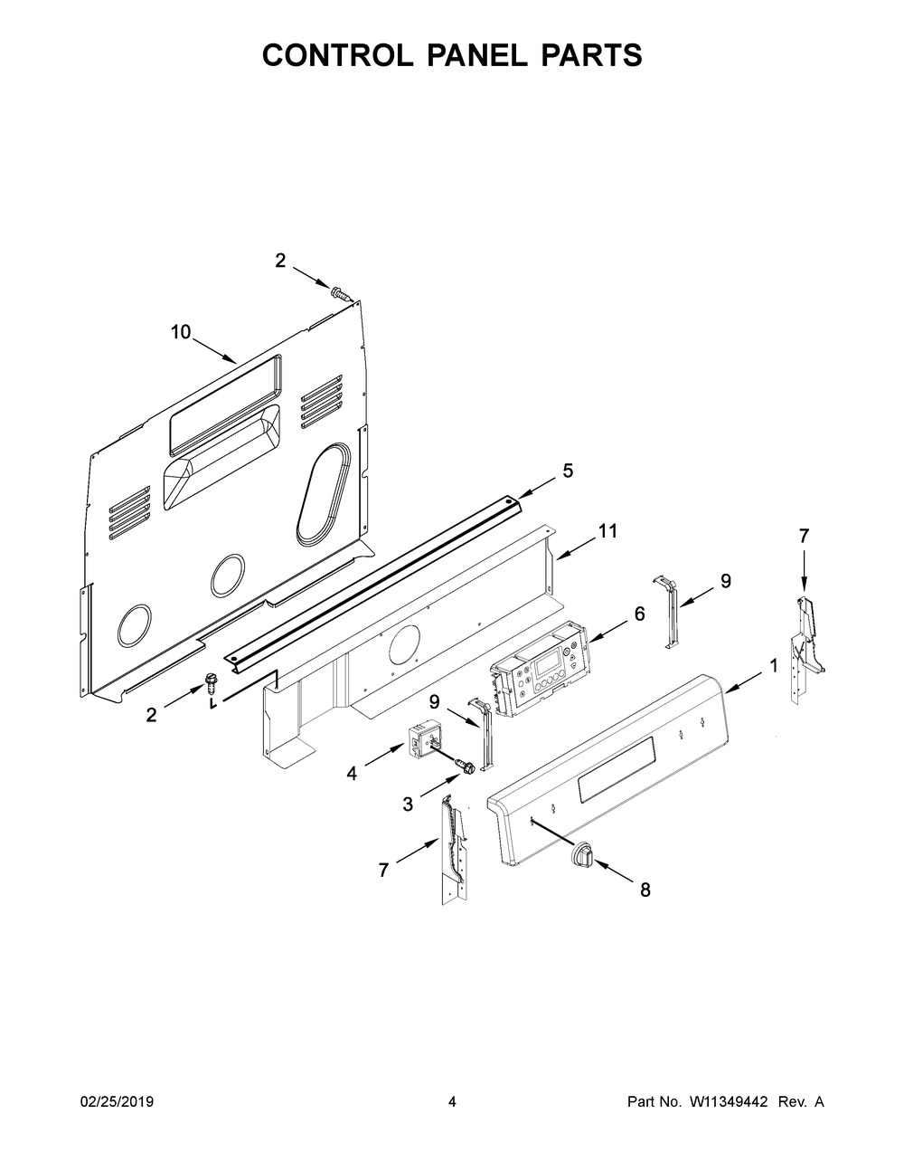 Control Panel Parts Diagram and Parts List for YMER6600FW2  Maytag Range