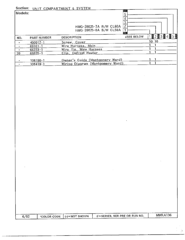 Unit Compartment And System Page 3 Diagram and Parts List for 39825-7A  Admiral Refrigerator
