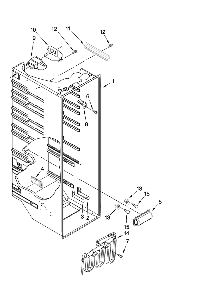 Refrigerator Liner Parts Diagram and Parts List for MSD2254VEW01  Maytag Refrigerator