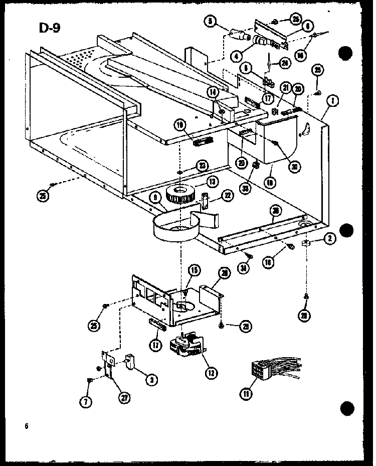 Blower/wiring Harness Diagram and Parts List for RL-3 P75589-6M Amana Microwave