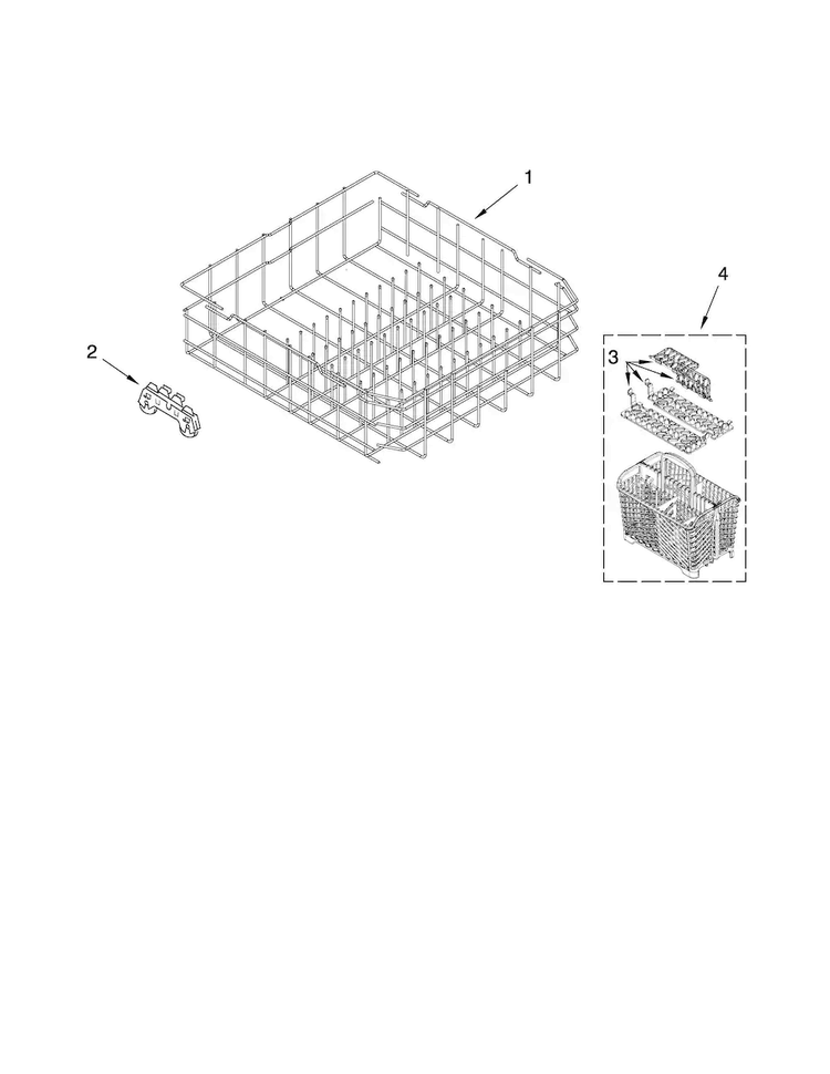 Lower Rack Parts Diagram and Parts List for MDB7759AWS0  Maytag Dishwasher