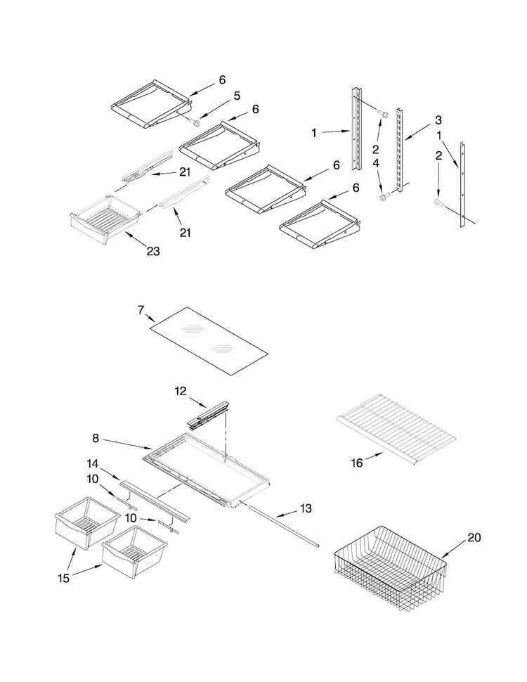 Shelf Parts Diagram and Parts List for ABB192ZWEW1  Amana Refrigerator