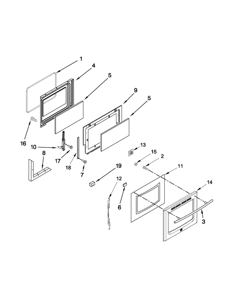 Door Parts Diagram and Parts List for MGR8670WB0  Maytag Range