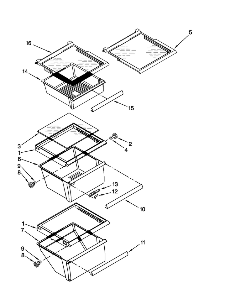 Refrigerator Shelf Parts Diagram and Parts List for MSD2573VEW00  Maytag Refrigerator