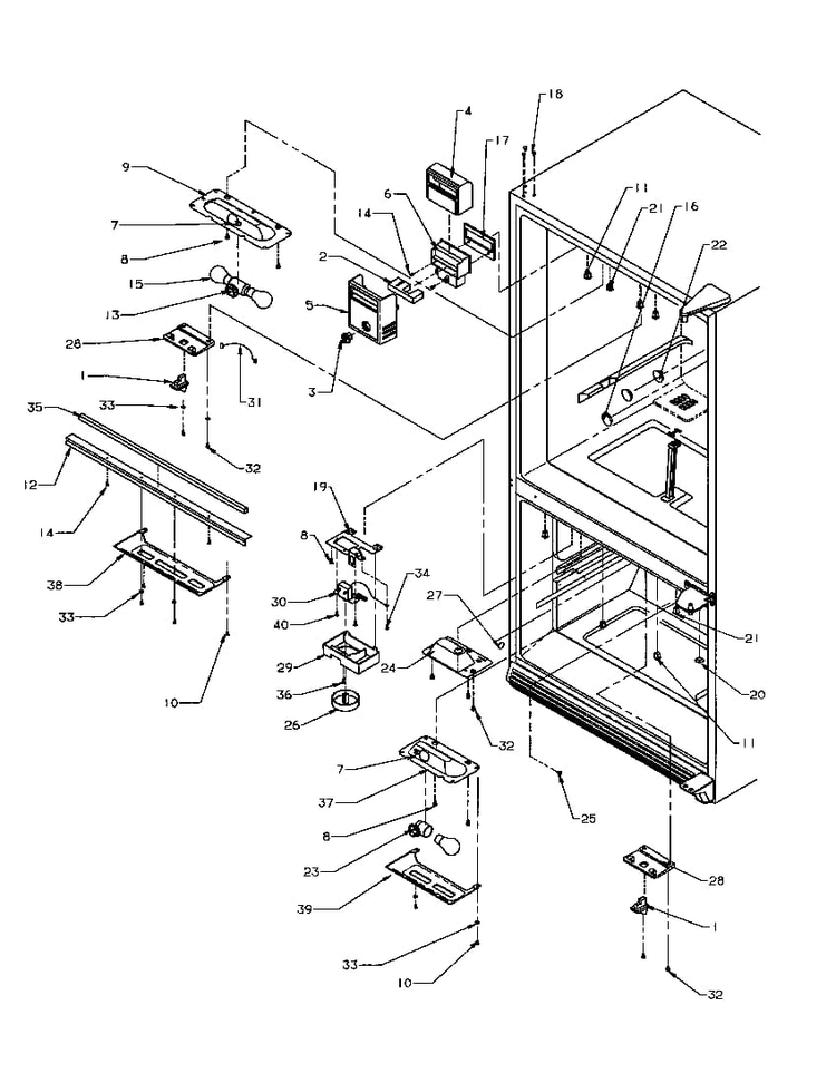 Refrigerator/freezer Controls & Light Switches Diagram and Parts List for BXI22S5W-P1196601WW  Amana Refrigerator