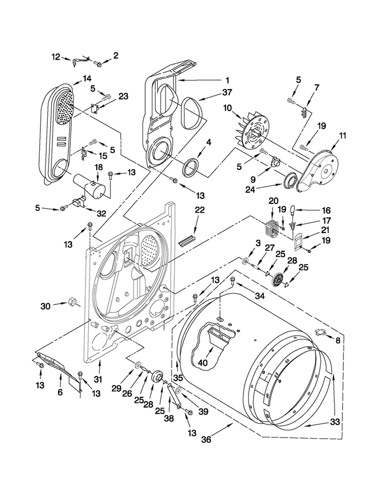 Bulkhead Parts Diagram and Parts List for CGD126SXQ0  Crosley Dryer