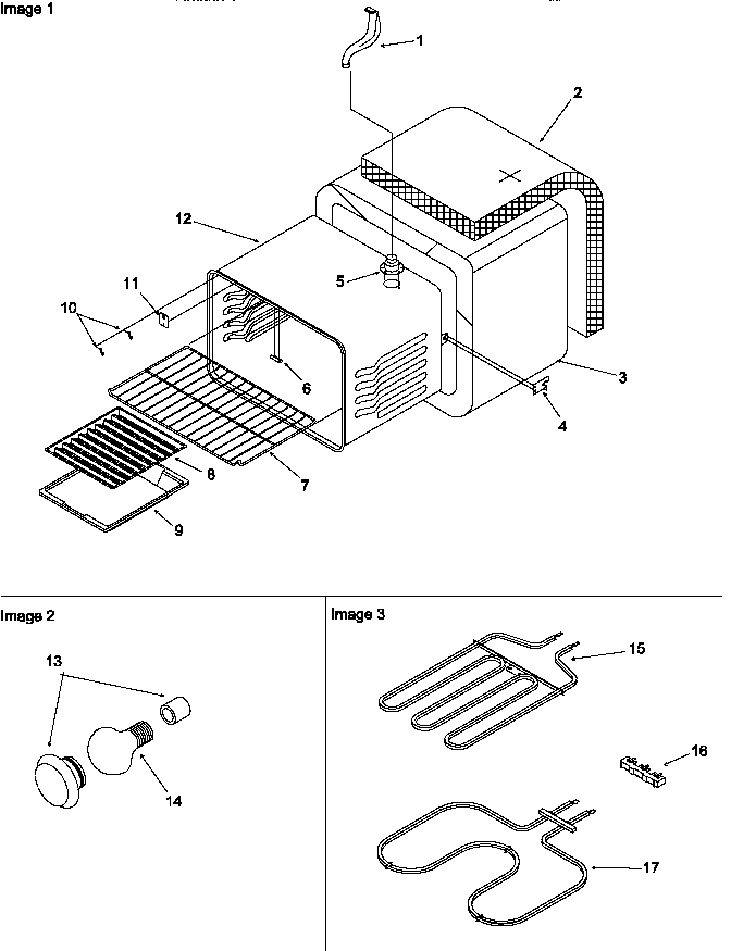 Cavity Diagram and Parts List for ART6110E-P1143424NE  Amana Range