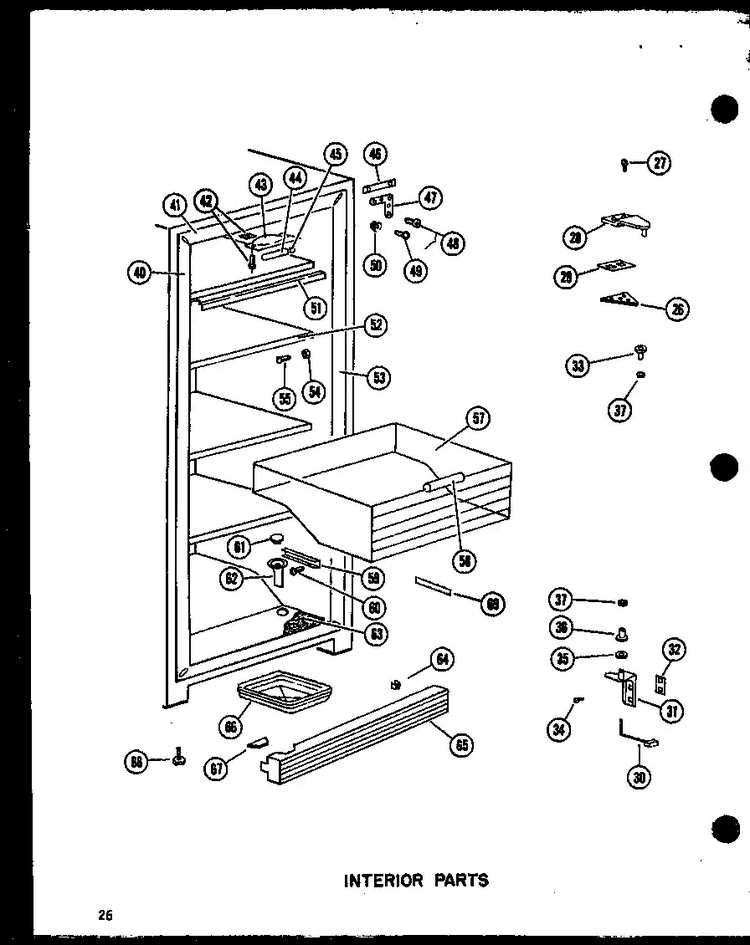 Interior Parts Diagram and Parts List for EU13K-AG P60250-6WG Amana Freezer
