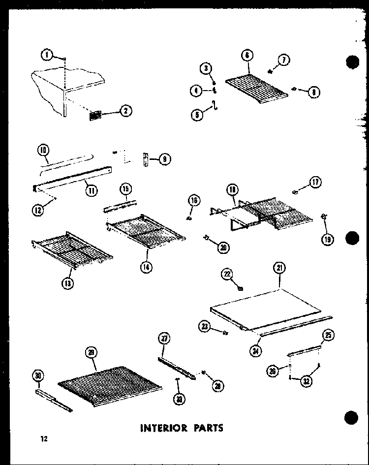 Interior Parts Diagram and Parts List for TC18C-C-P73500-16WC  Amana Refrigerator