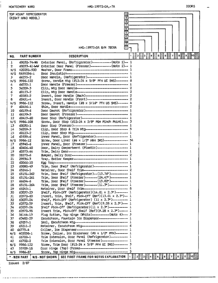 Doors Page 2 Diagram and Parts List for 19972A  Admiral Refrigerator
