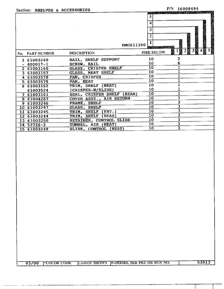 Shelves And Accessories Page 2 Diagram and Parts List for HMG611390  Admiral Refrigerator