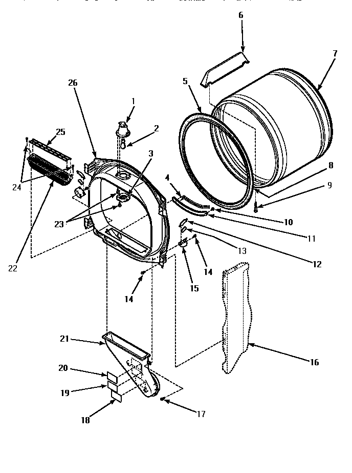Fr Blkhd, Air Duct, Felt Seal & Cylinder Diagram and Parts List for LGM549L-P1176708WL  Amana Dryer