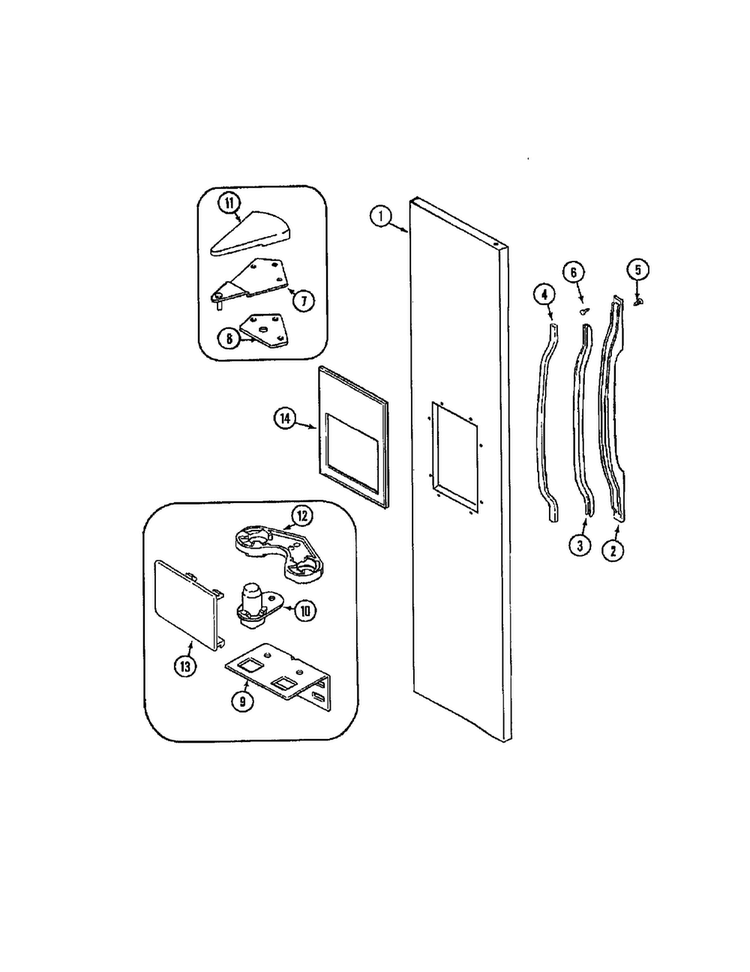 Freezer Outer Door Diagram and Parts List for HMG601080  Admiral Refrigerator