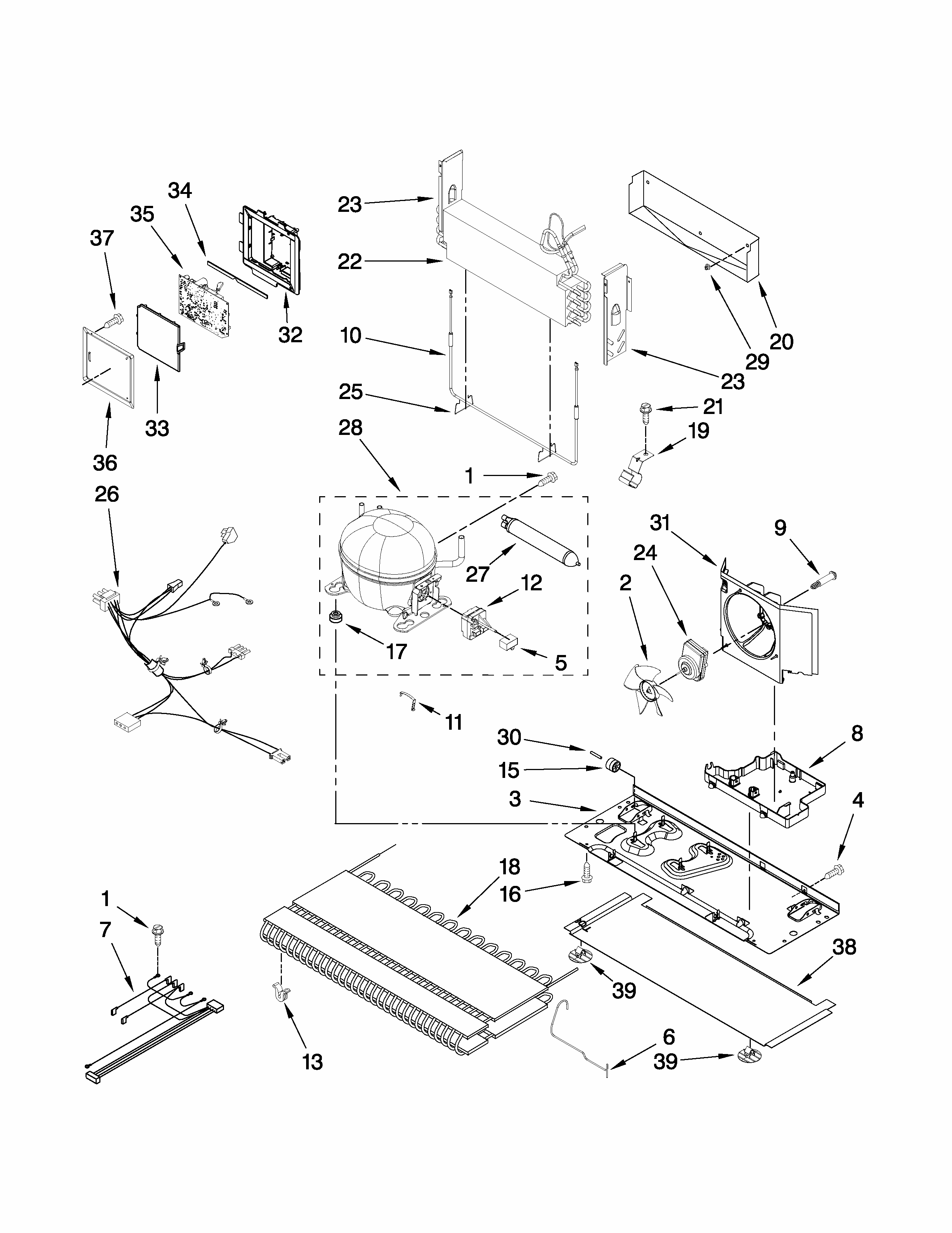 Unit Parts Diagram and Parts List for RY4951000W3  Maytag Refrigerator