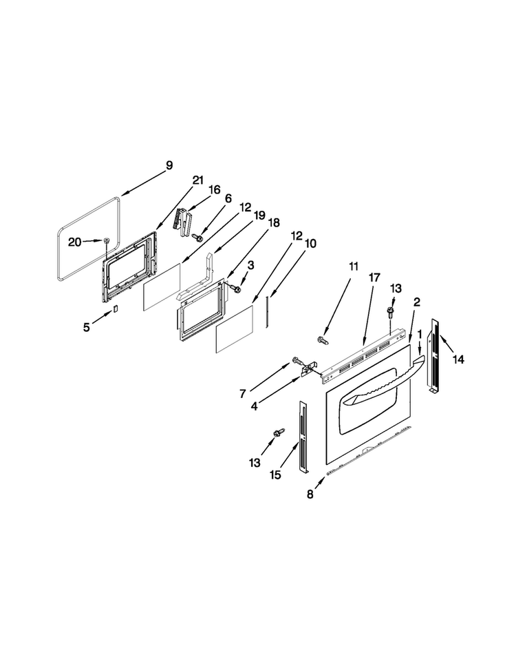 Lower Door Parts Diagram and Parts List for MGR6751BDB18  Maytag Range