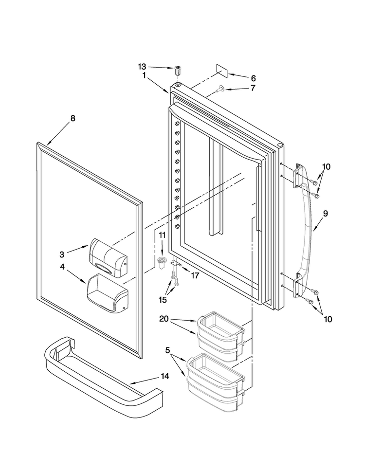 Refrigerator Door Parts Diagram and Parts List for ABB1922FED2  Amana Refrigerator