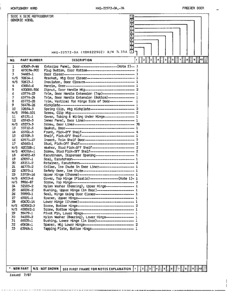 Freezer Door Page 2 Diagram and Parts List for 22572A  Admiral Refrigerator
