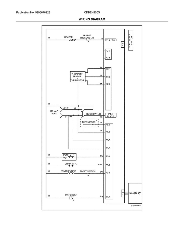 Wiring Diagram Diagram and Parts List for CDBEH950SW0A  Crosley Dishwasher