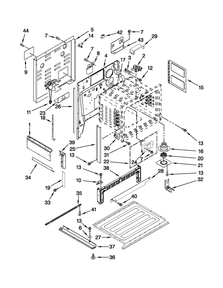 Chassis Parts Diagram and Parts List for JES9900BCB20  Jenn-Air Range