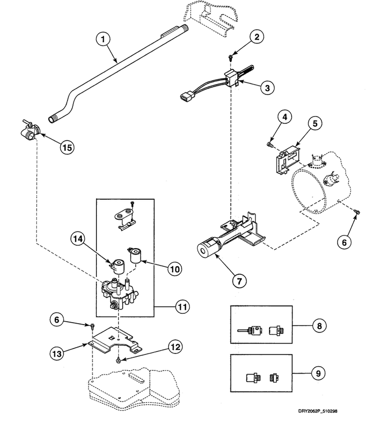 Gas Valve Assy Diagram and Parts List for SDG709QF  Speed Queen Dryer
