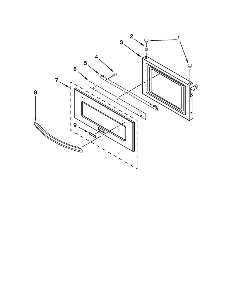 Microwave Door Parts Diagram and Parts List for JMW2330WS01  Jenn-Air Microwave