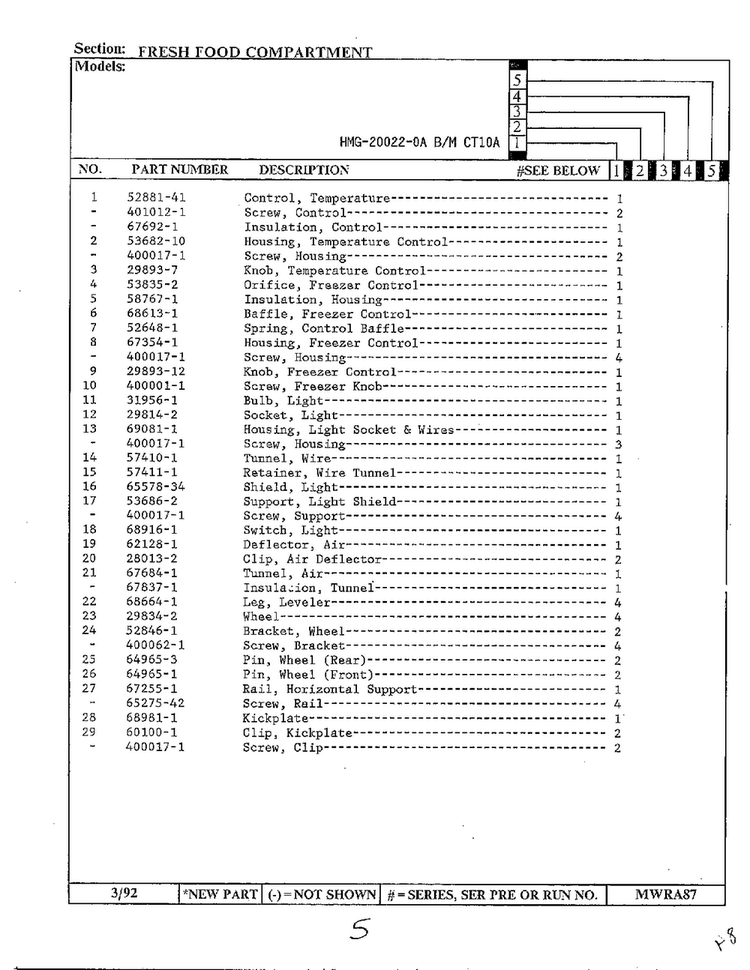 Fresh Food Compartment Page 2 Diagram and Parts List for 20022-0A  Admiral Refrigerator