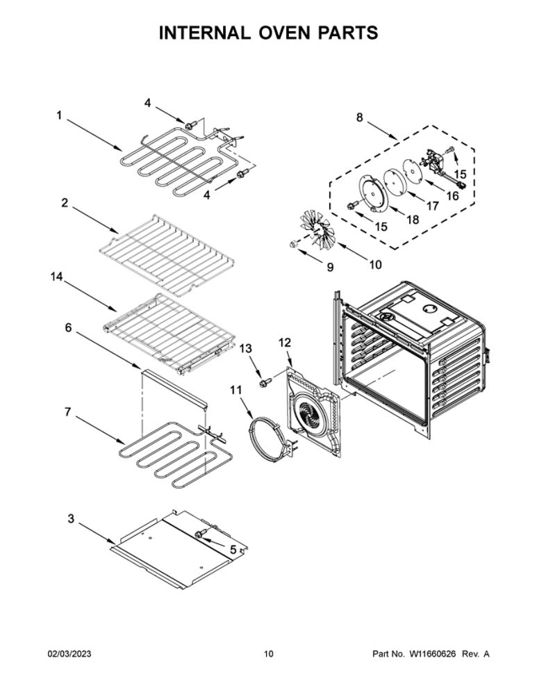 Internal Oven Parts Diagram and Parts List for MEW9627FZ21  Maytag Wall Oven