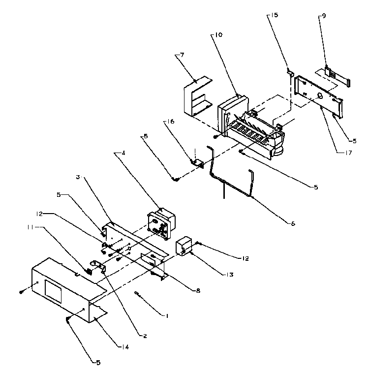 Ice Maker Diagram and Parts List for SQD25N2L-P1181317WL  Amana Refrigerator