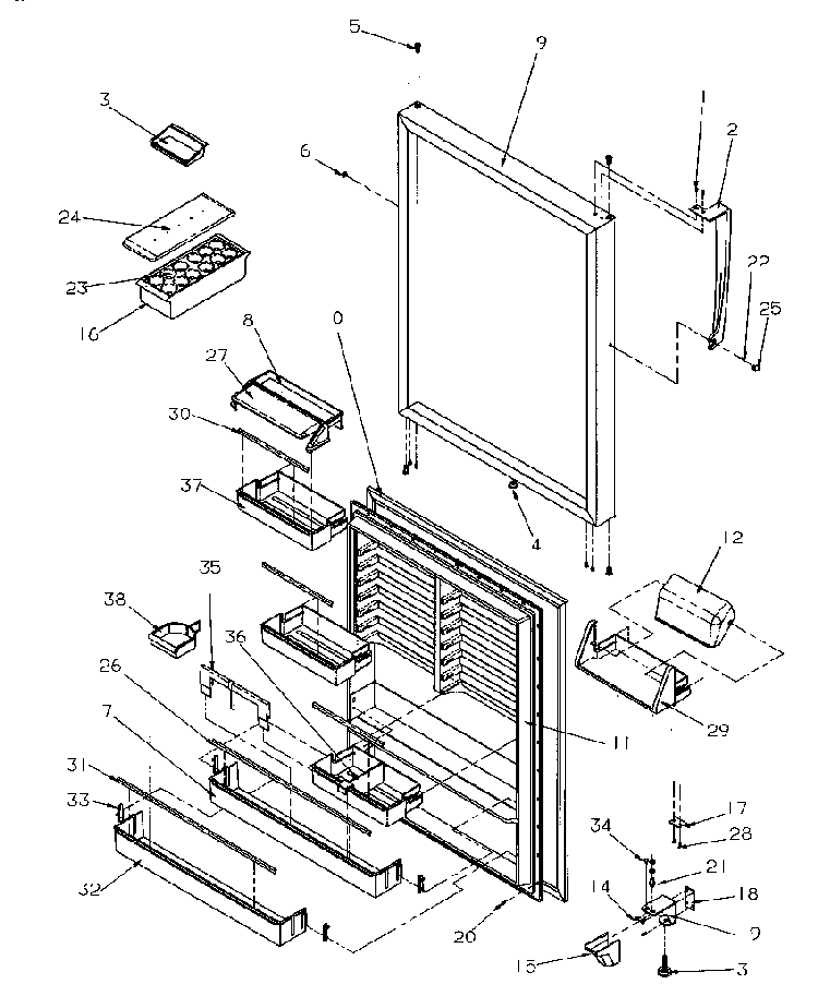 Refrigerator Door Diagram and Parts List for TR522SW-P1182701WW  Amana Refrigerator