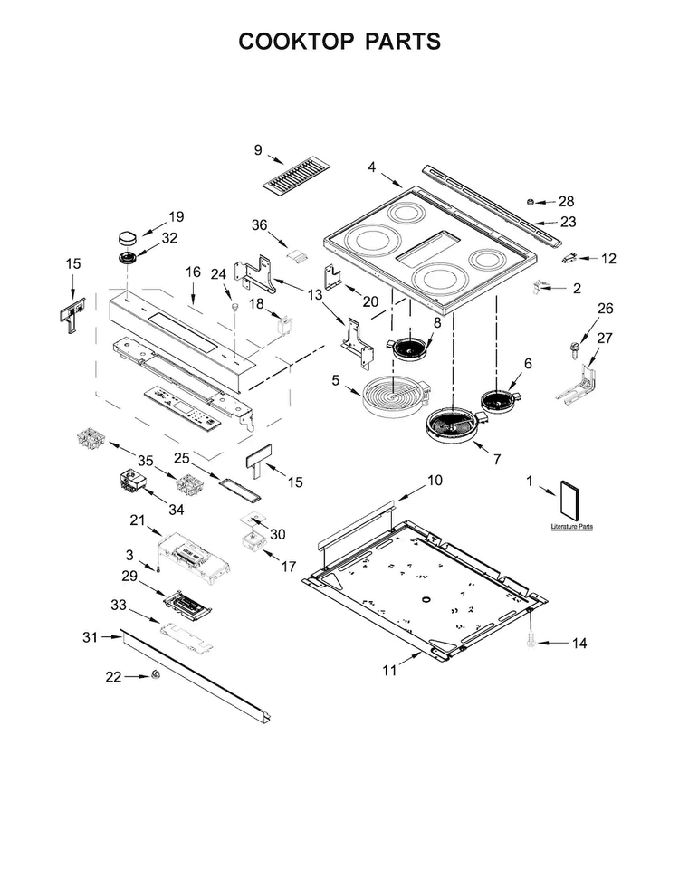 Cooktop Parts Diagram and Parts List for JES1750EB0  Jenn-Air Range