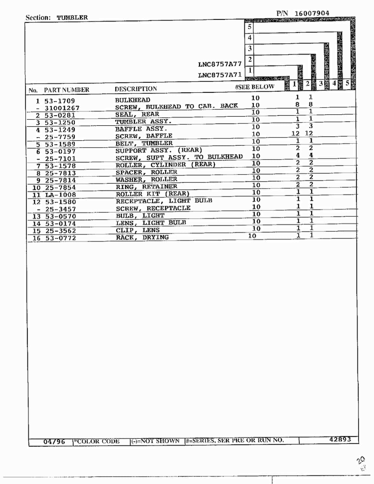 Tumbler Page 2 Diagram and Parts List for LNC-8757A71  Maytag Dryer