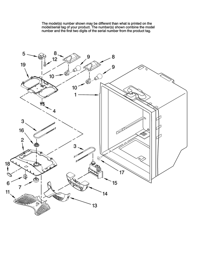 Refrigerator Liner Parts Diagram and Parts List for ABB1921FEB12  Amana Refrigerator