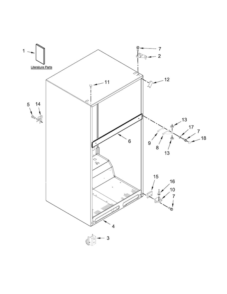 Cabinet Parts Diagram and Parts List for ART316TFDW01  Amana Refrigerator